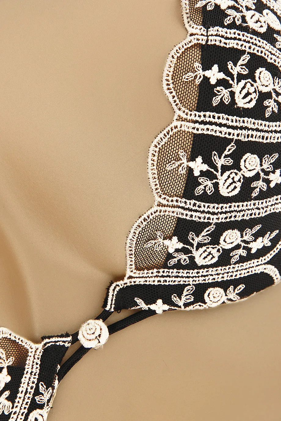 ROSE Embroidered Black Bra