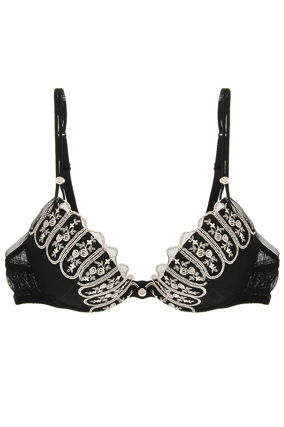 ROSE Embroidered Black Bra