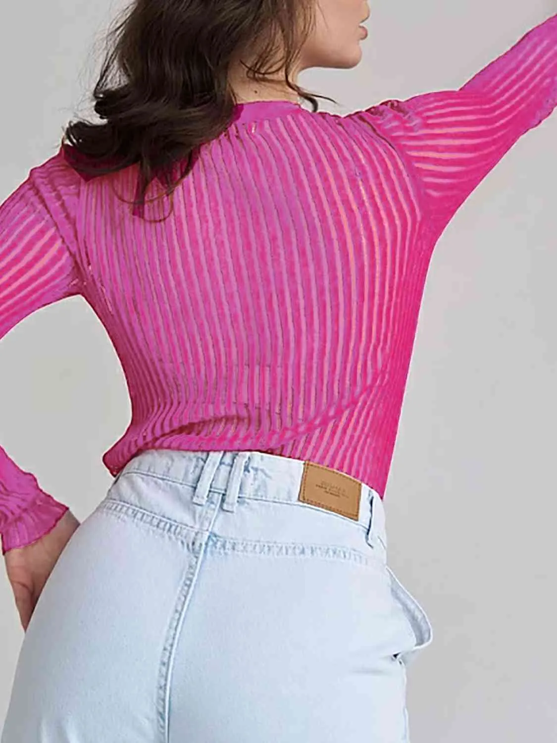 Round Neck Ribbed Knit Top