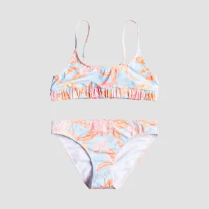 Roxy Good Romance Bralette Bikini Set Cool Blue S Rg Island Time - Girls