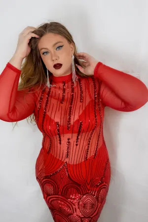 Ruby Sequins Long Sleeve Dress