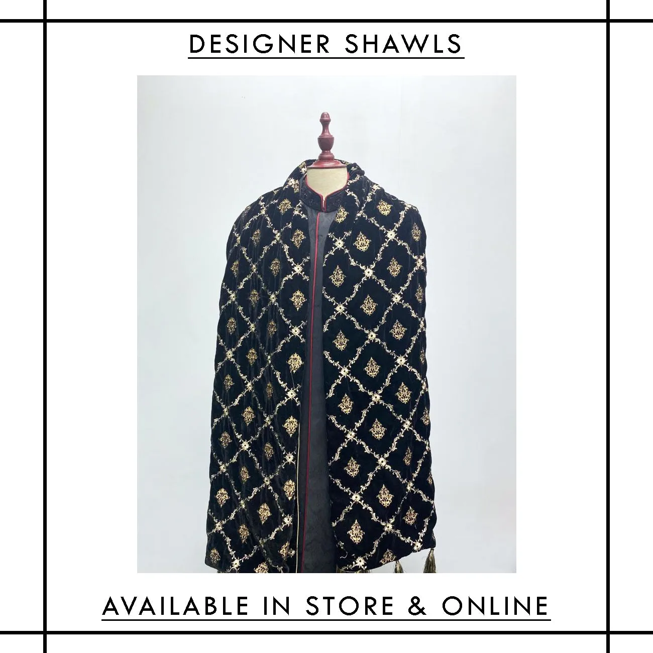 S-005 Designer Velvet Embroidered Shawl