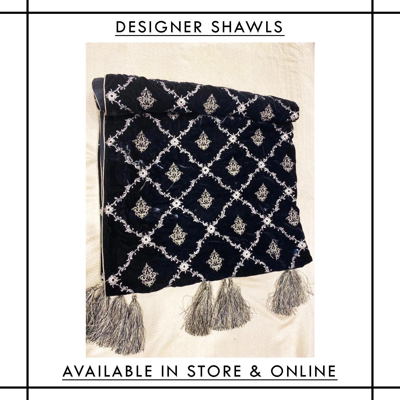 S-005 Designer Velvet Embroidered Shawl