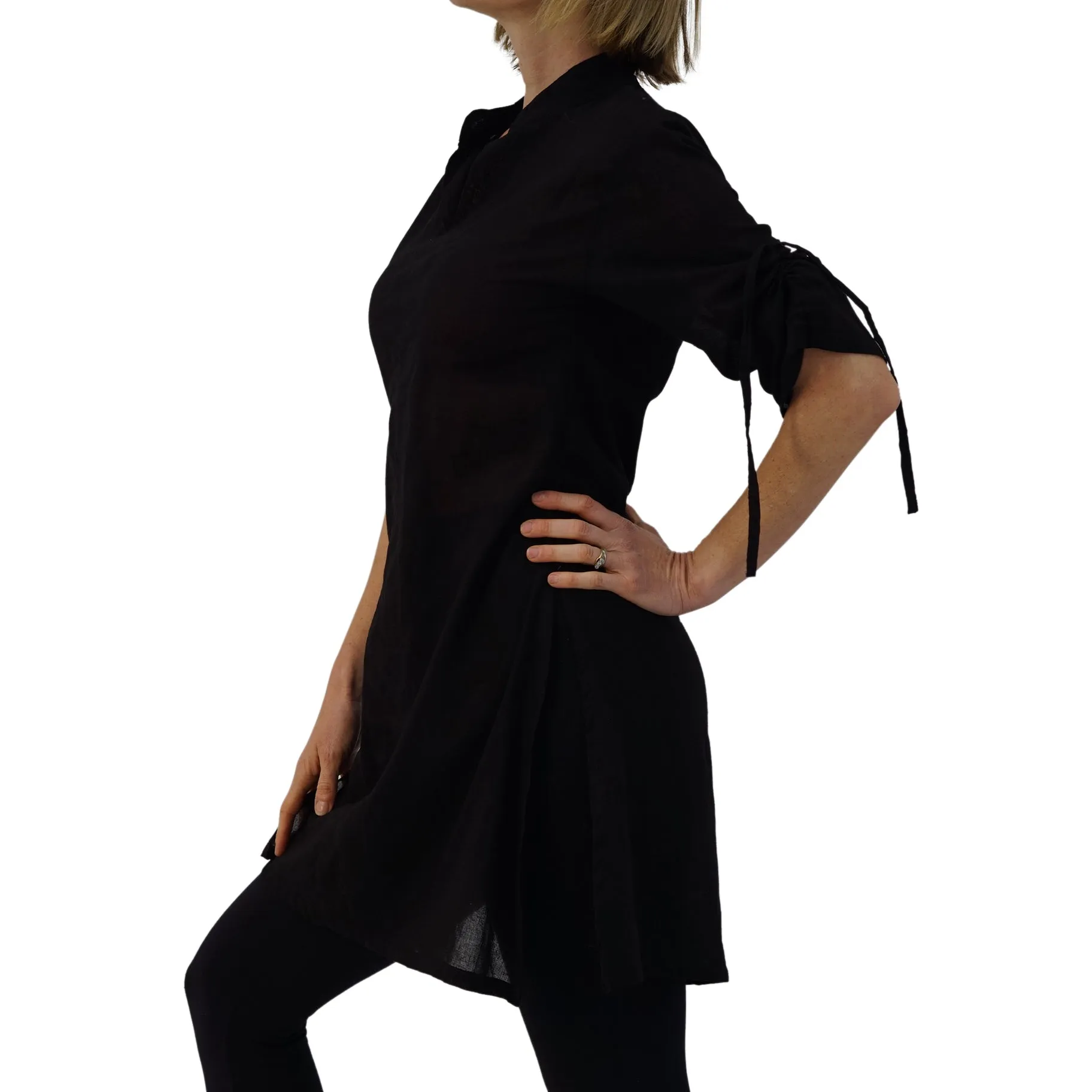 'Sage' Long Chemise, Womens Medieval Shirt, Steampunk Costume  - Black