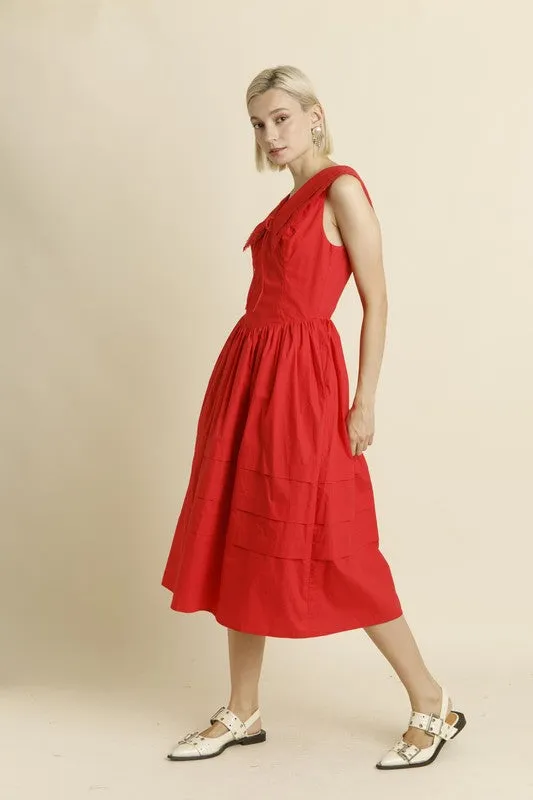 Sailor Collar Midi Dress