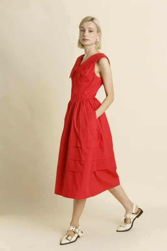 Sailor Collar Midi Dress