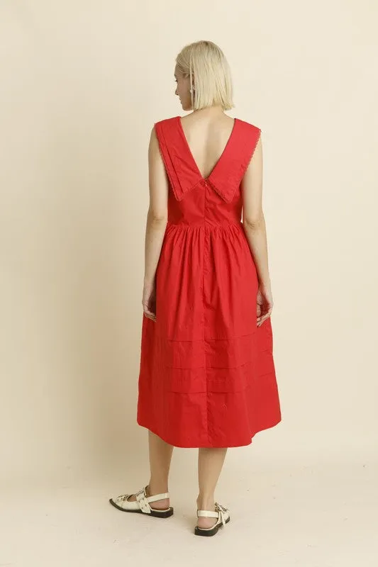 Sailor Collar Midi Dress