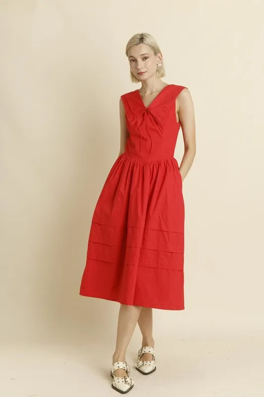Sailor Collar Midi Dress