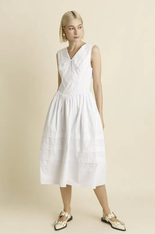 Sailor Collar Midi Dress
