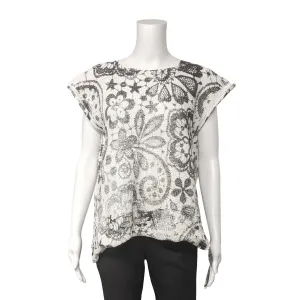SALE! Atmo Sleeveless Pullover in White Black Lace by Paper Temples