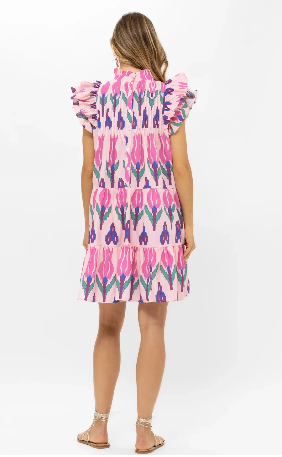 SALE PINTUCK RUFFLE MINI DRESS- SUMBA PINK