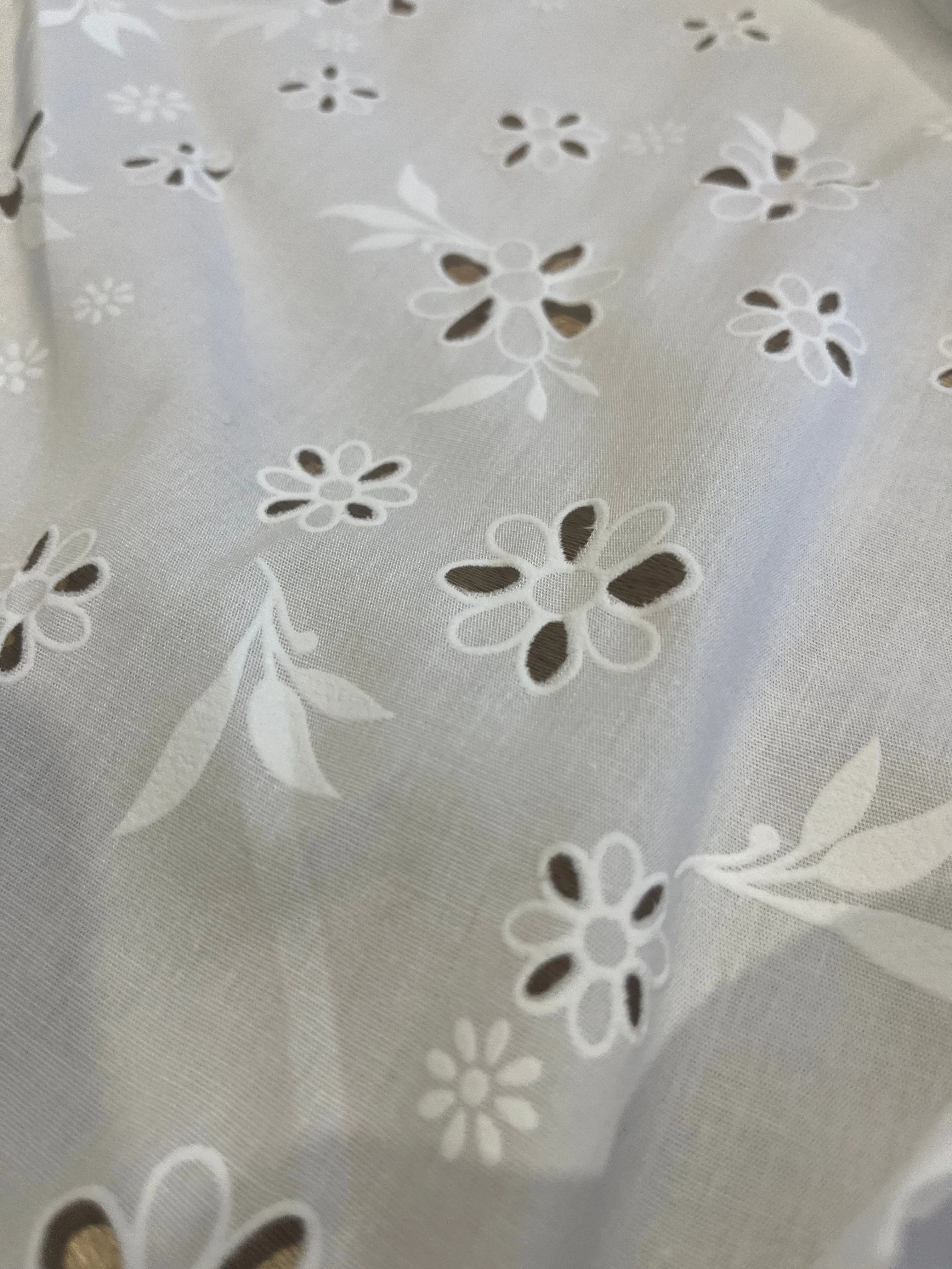 Sangallo cotton stretch lasercut puff print design 1 white