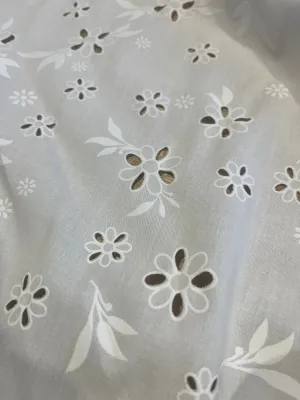 Sangallo cotton stretch lasercut puff print design 1 white