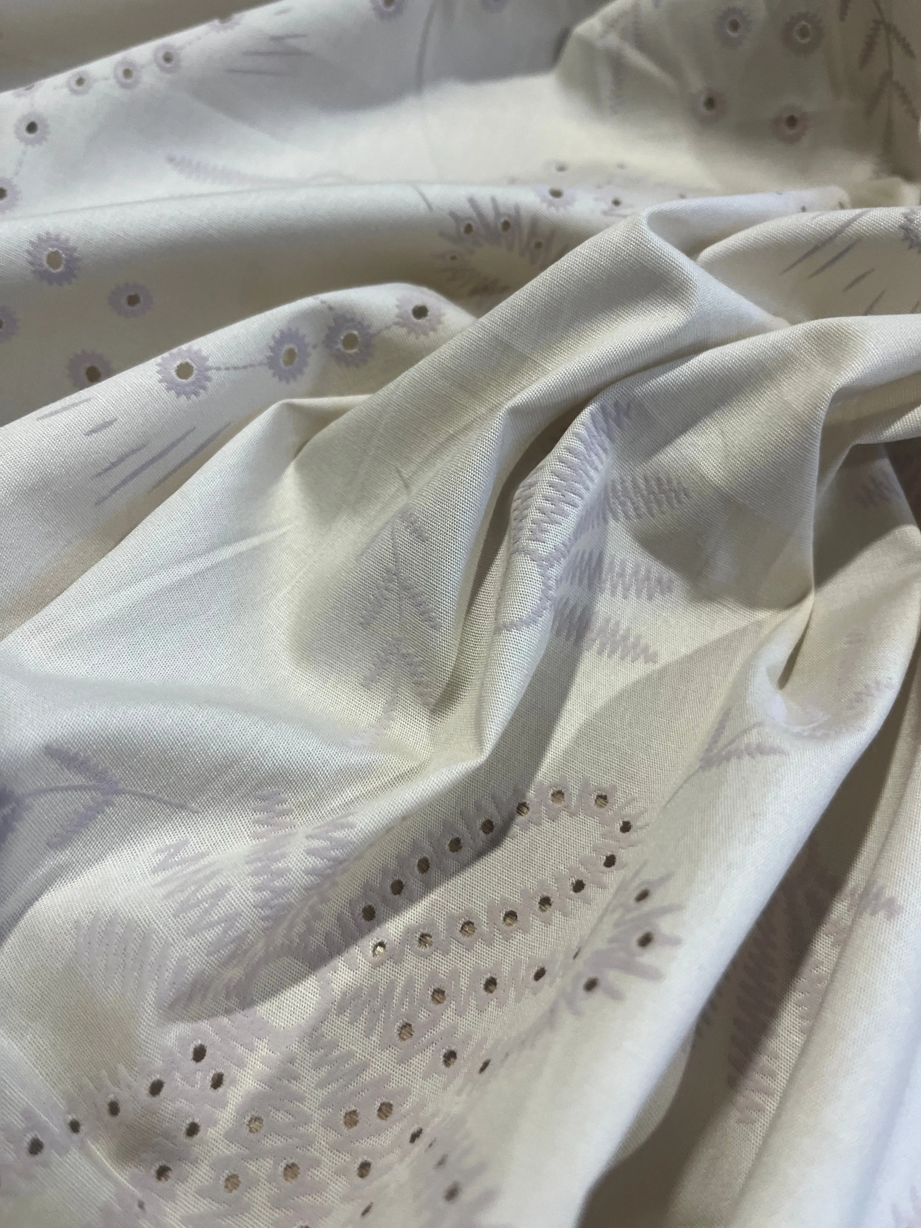 Sangallo cotton stretch lasercut puff print design 2 sand