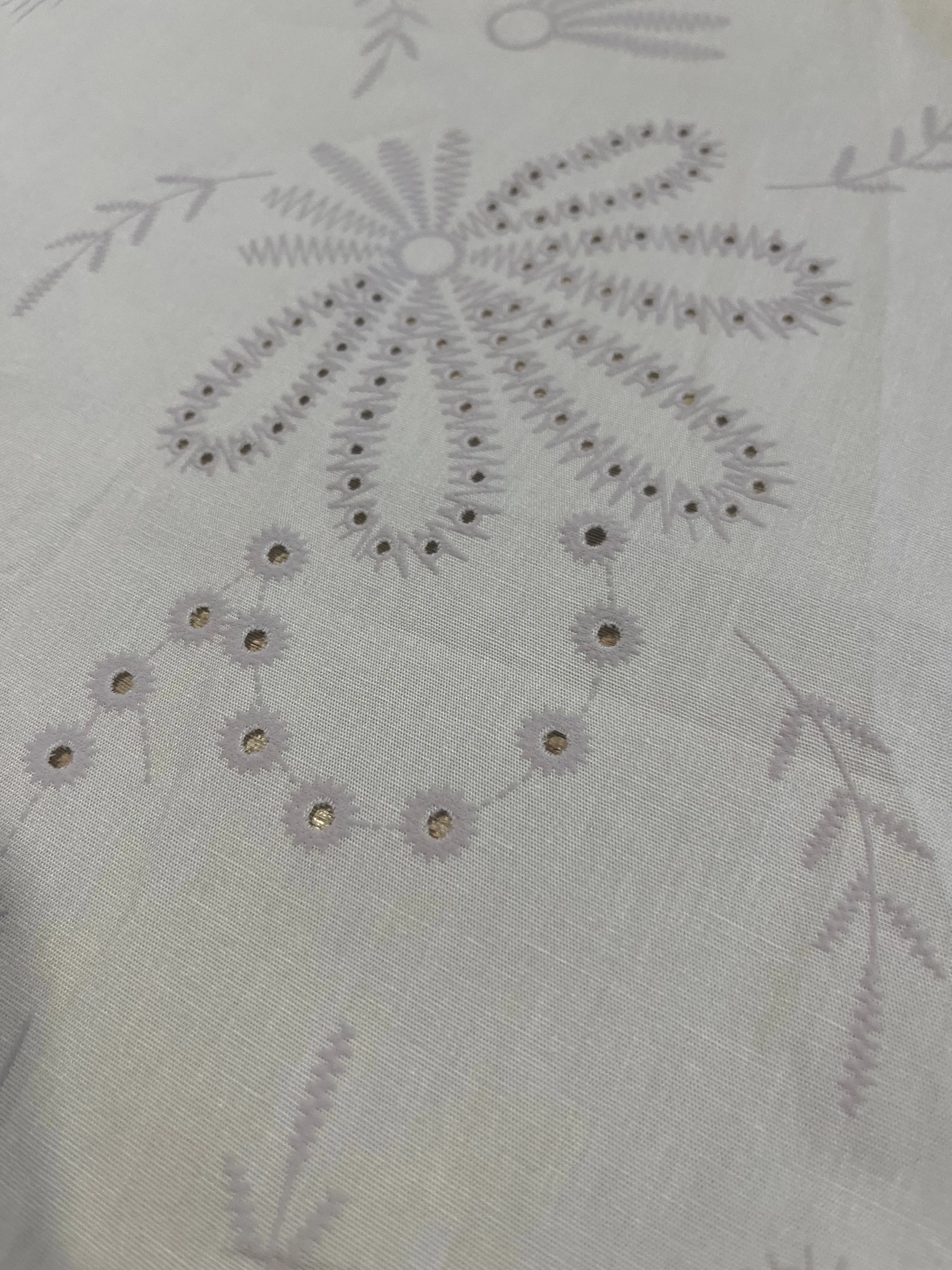 Sangallo cotton stretch lasercut puff print design 2 sand
