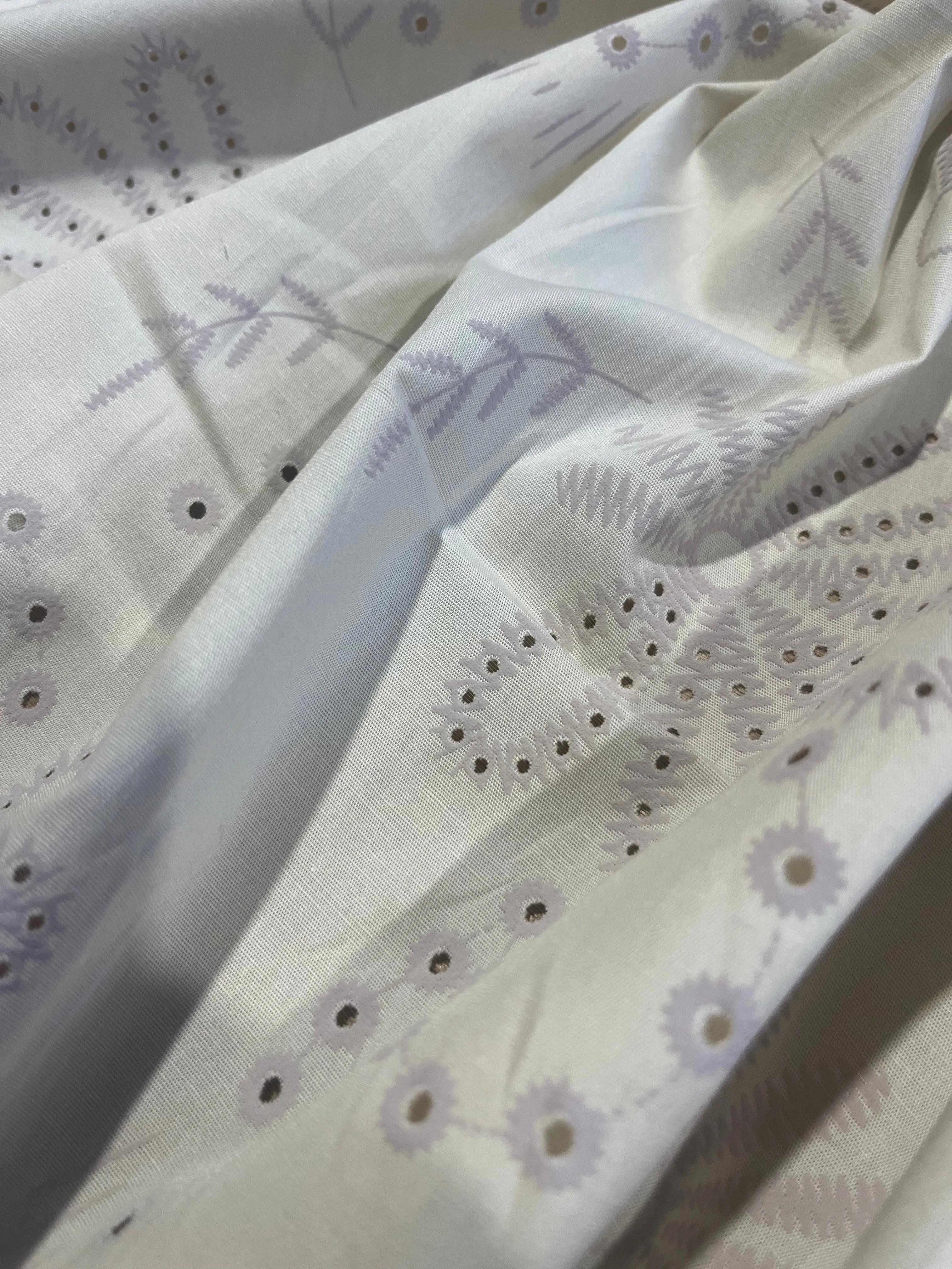Sangallo cotton stretch lasercut puff print design 2 sand
