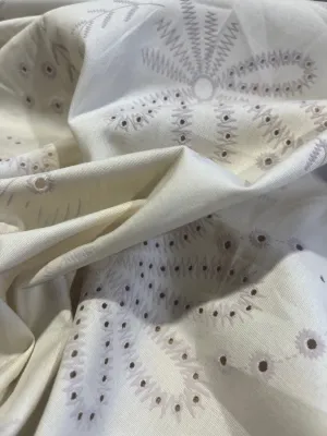 Sangallo cotton stretch lasercut puff print design 2 sand