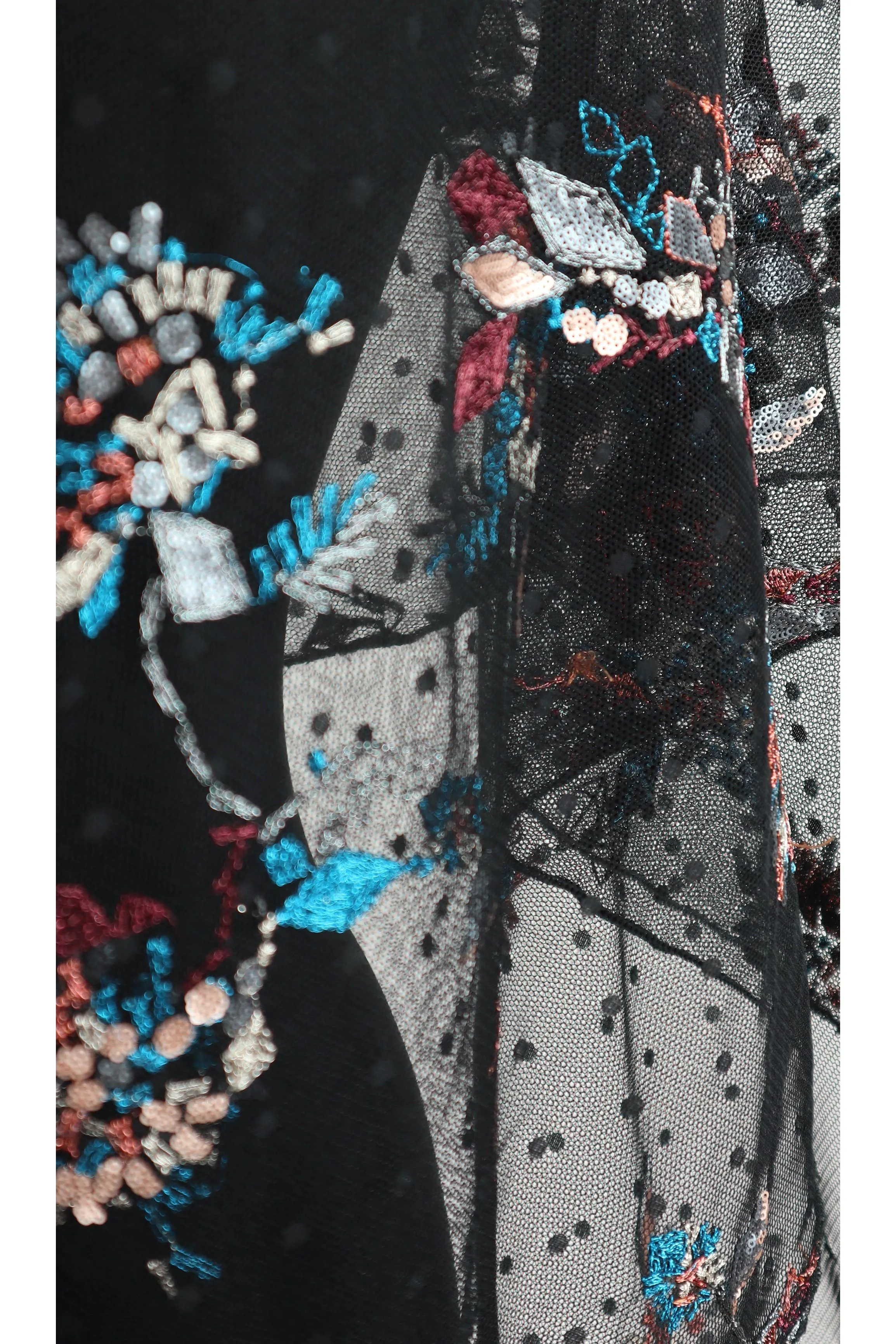 SANTANA Long Sleeve Embroidered Tulle Jacket
