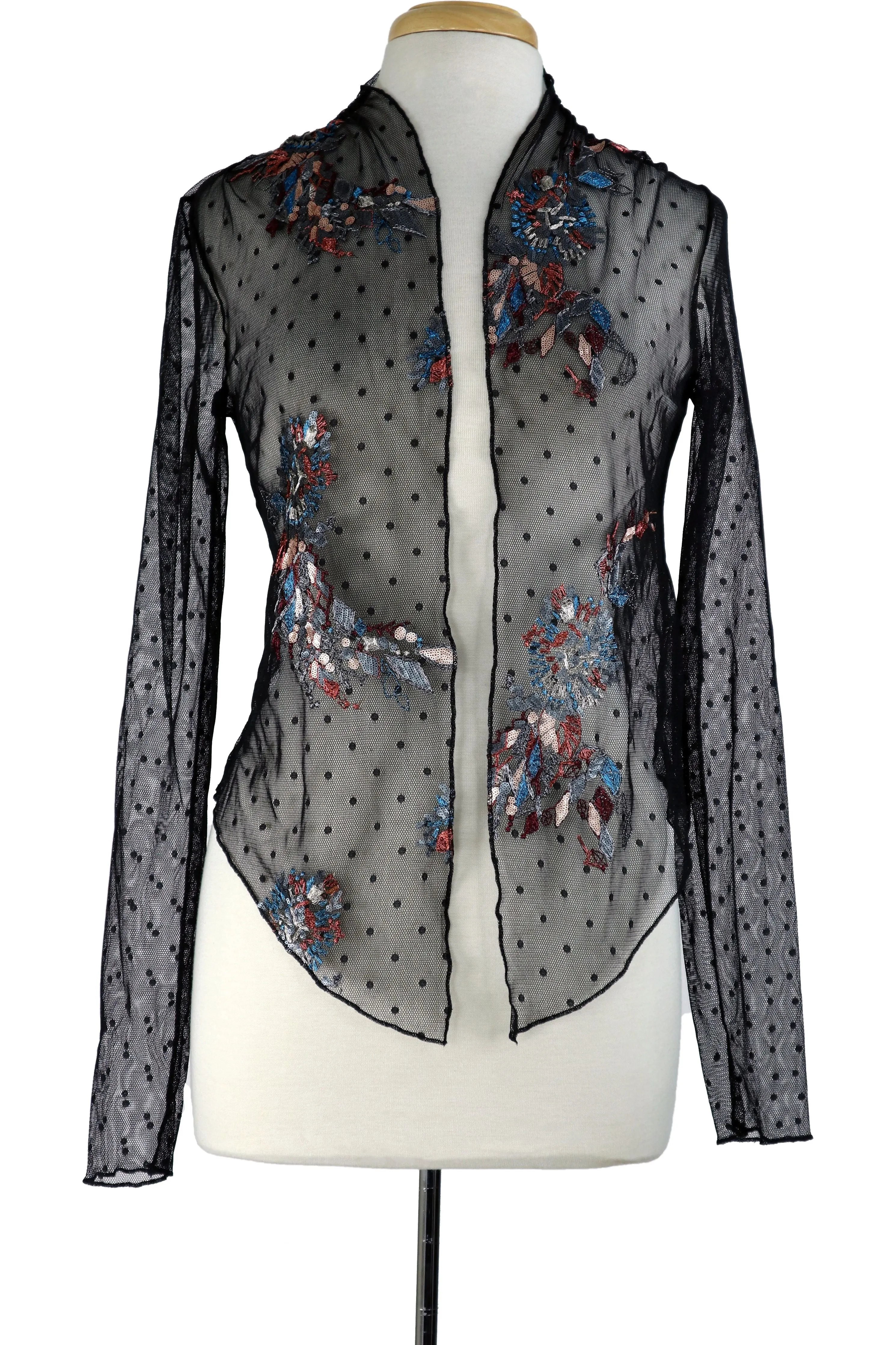 SANTANA Long Sleeve Embroidered Tulle Jacket