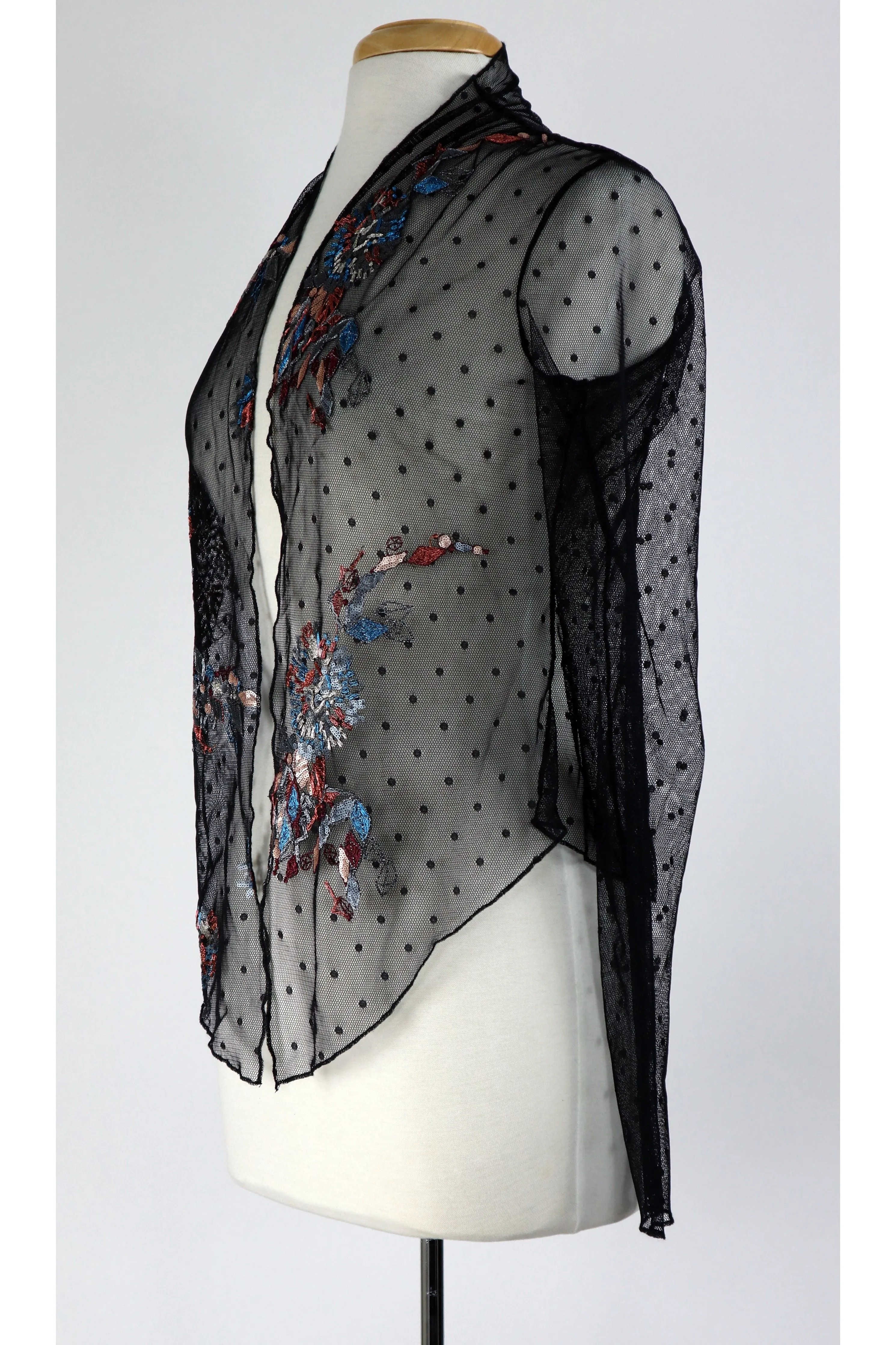 SANTANA Long Sleeve Embroidered Tulle Jacket
