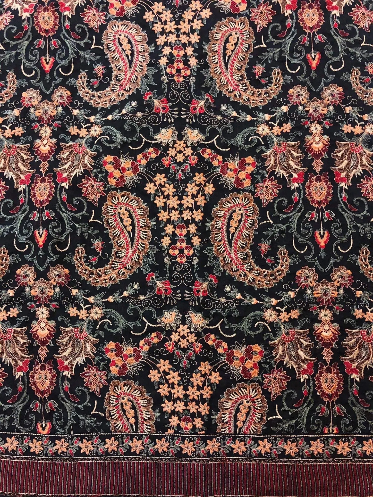 Sarinnah D13 Black - Formal heavy Embroidered Karandi Shawl