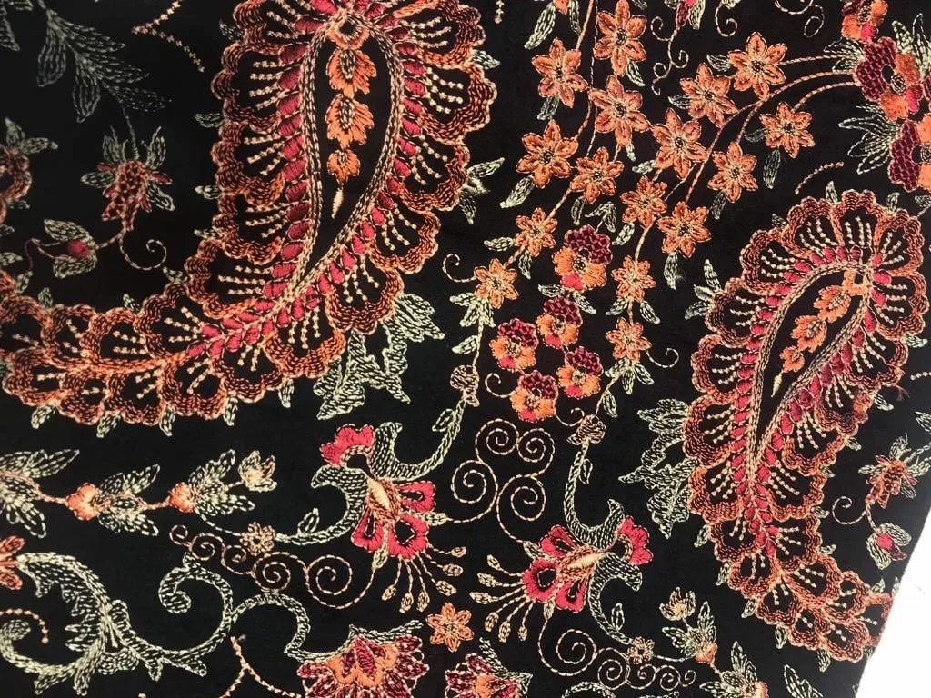 Sarinnah D13 Black - Formal heavy Embroidered Karandi Shawl