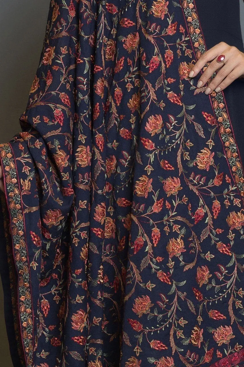 SARINNAH PREMIUM D45-FORMAL HEAVY EMBROIDED KARANDI SHAWL.