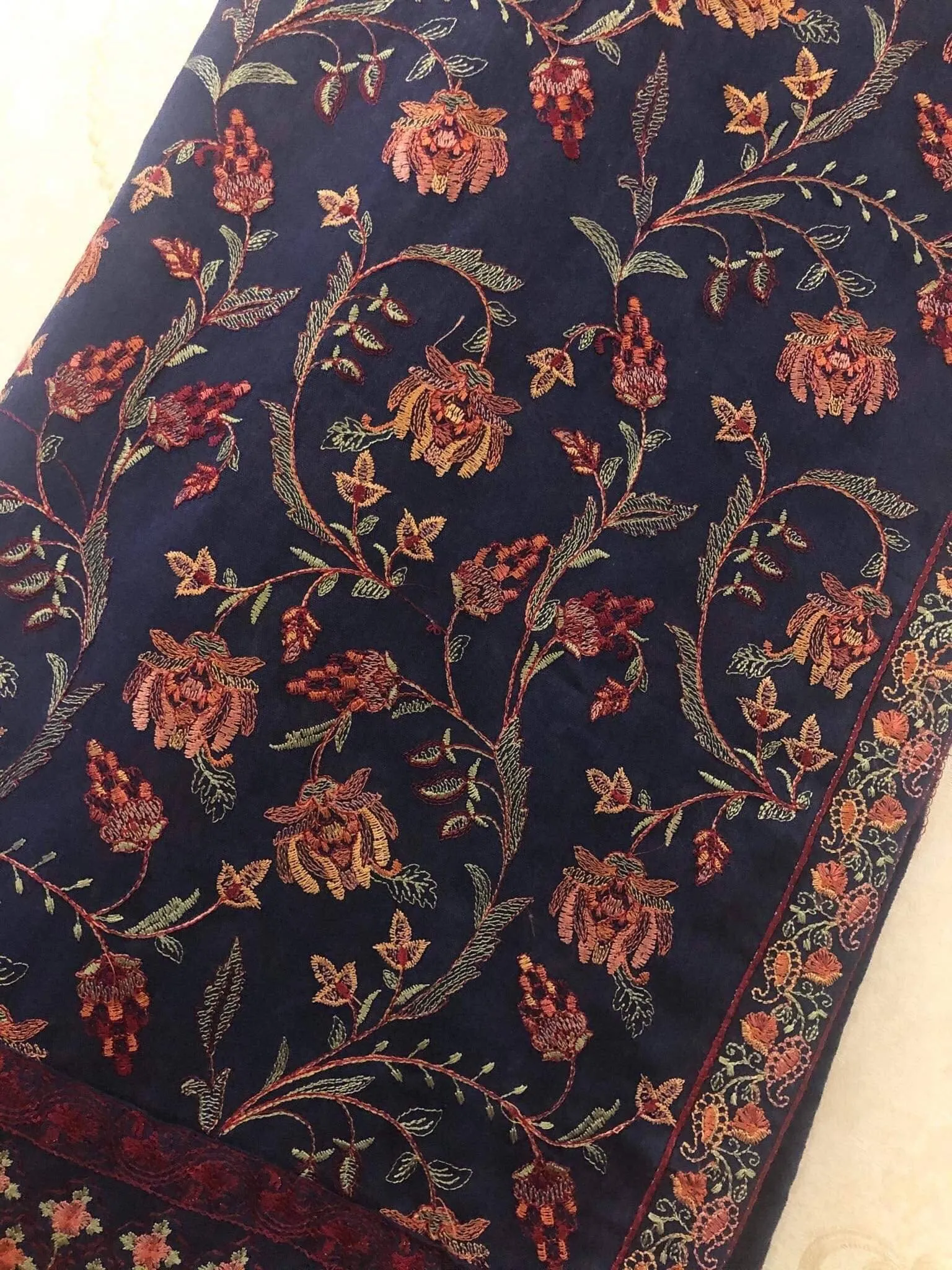 SARINNAH PREMIUM D45-FORMAL HEAVY EMBROIDED KARANDI SHAWL.
