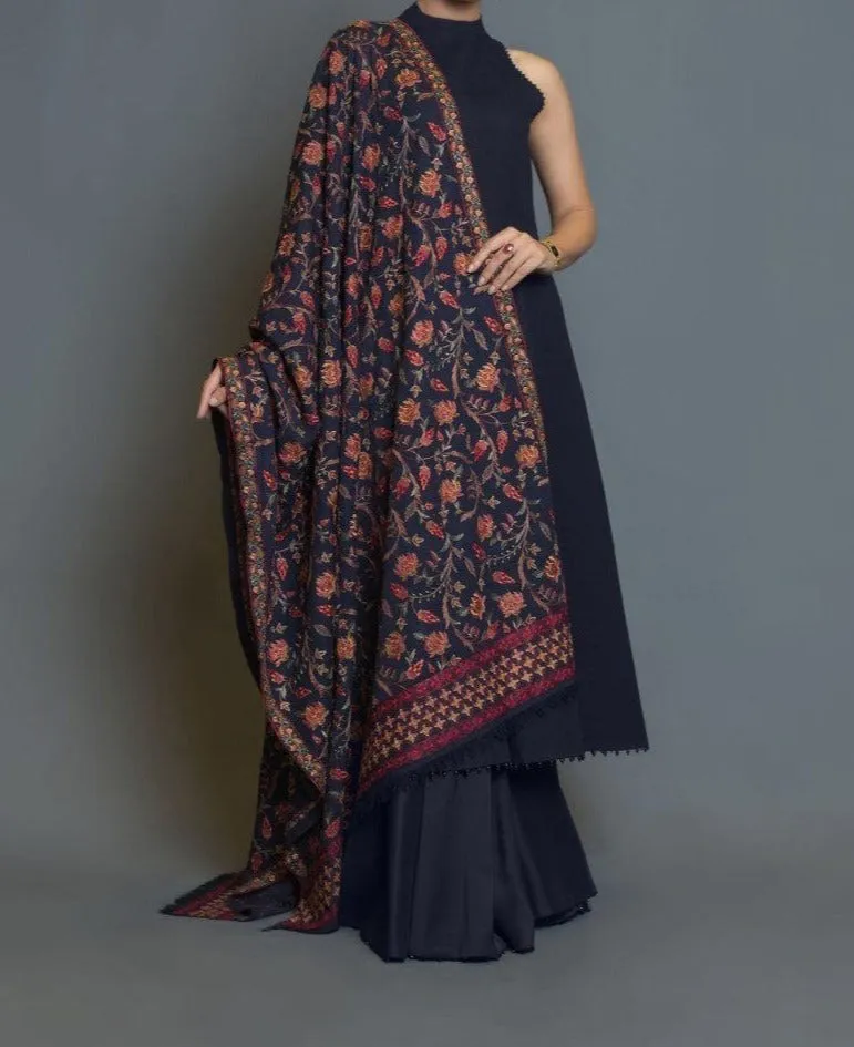 SARINNAH PREMIUM D45-FORMAL HEAVY EMBROIDED KARANDI SHAWL.