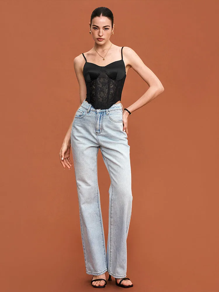 Satin Lace Boned Camisole
