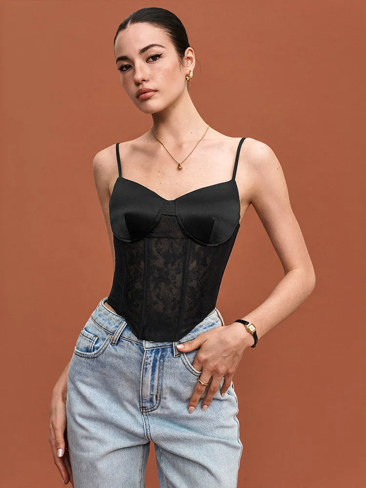 Satin Lace Boned Camisole