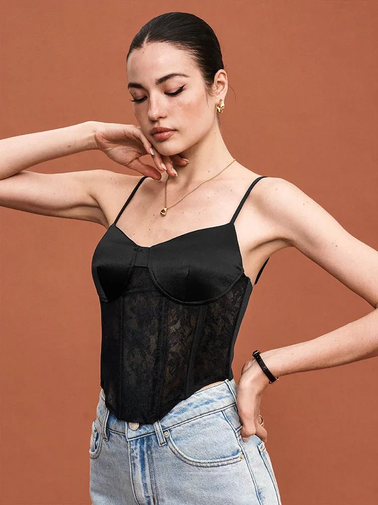 Satin Lace Boned Camisole