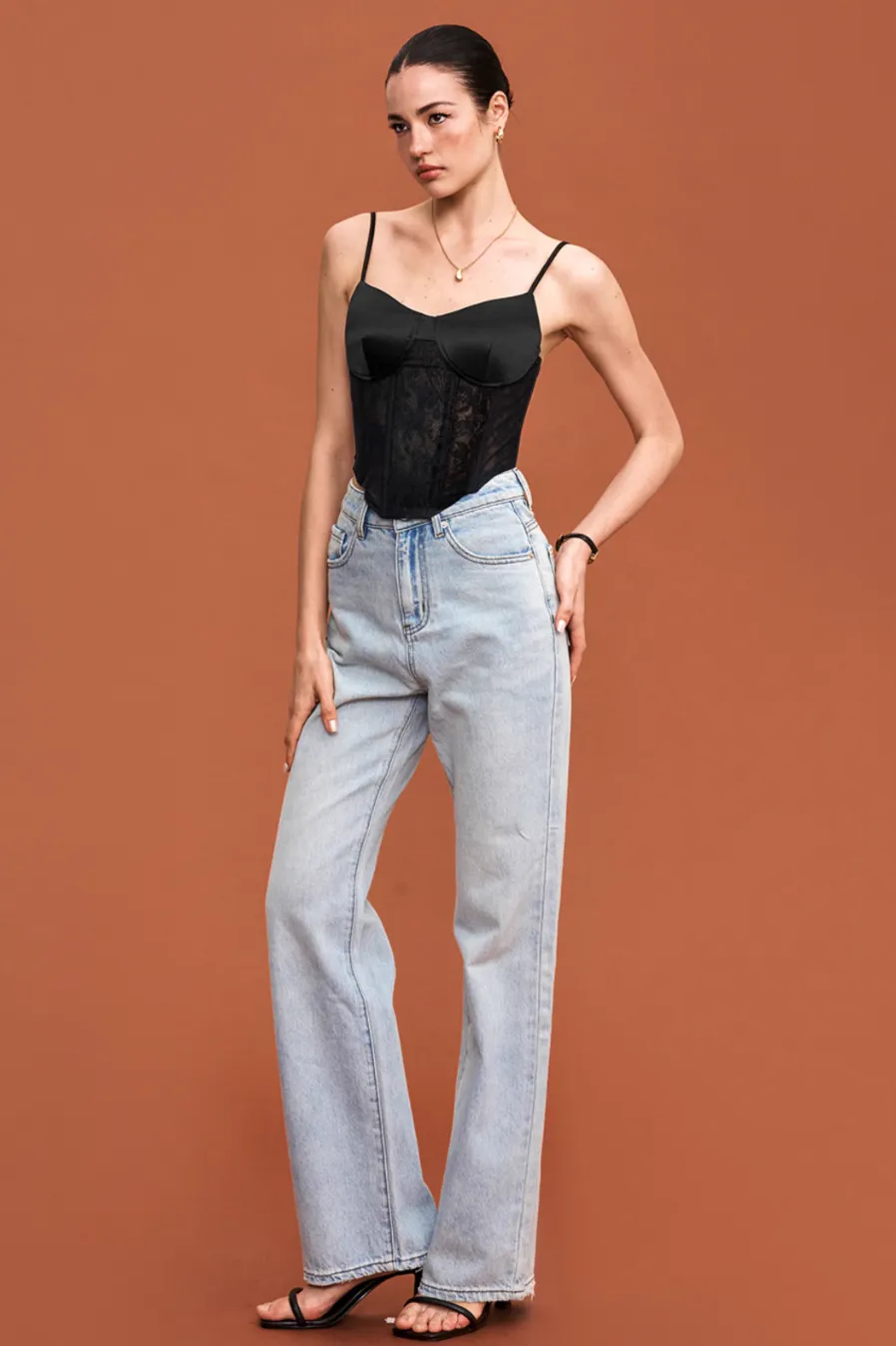 Satin Lace Boned Camisole