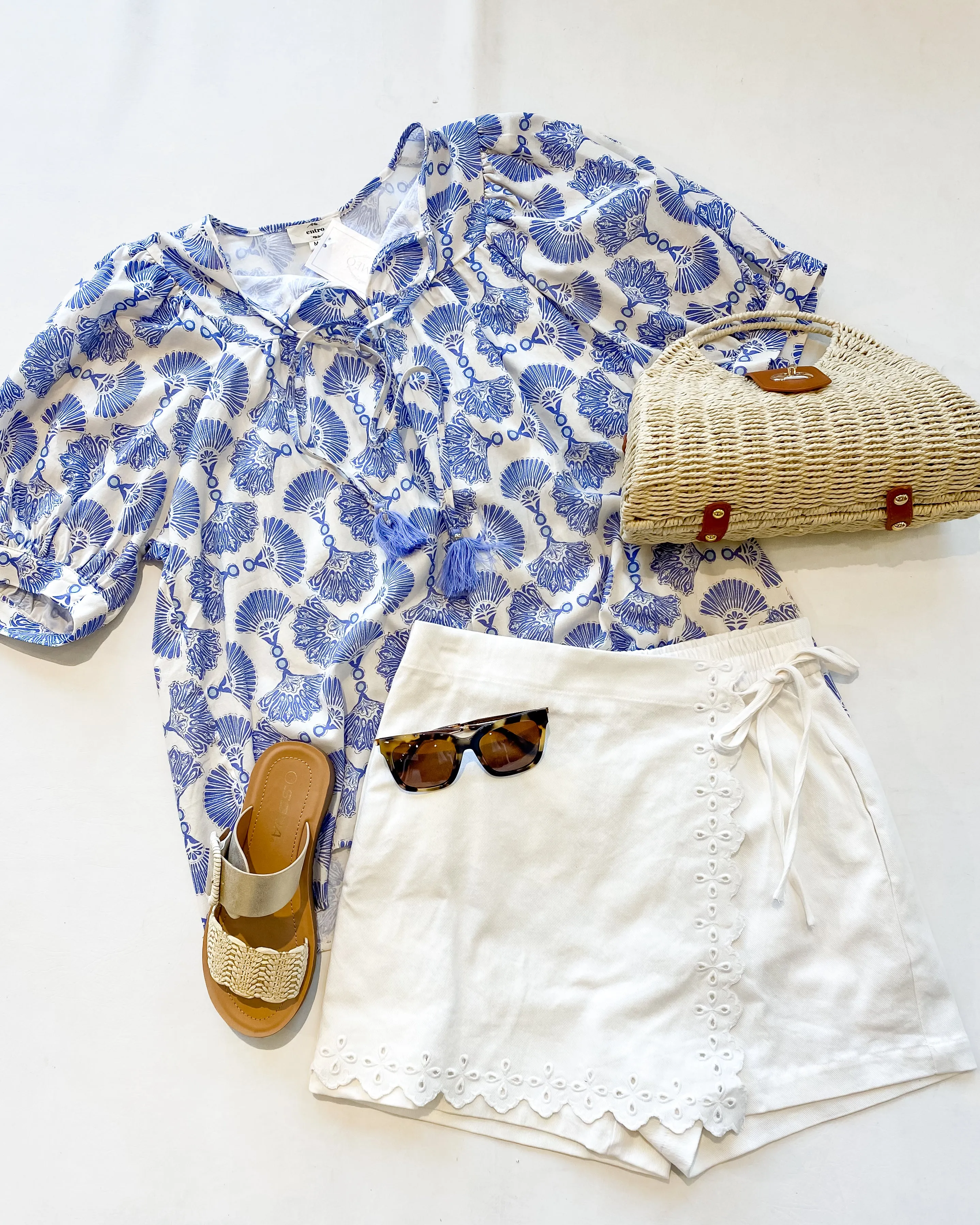Scalloped Front Wrap Skort - Off White