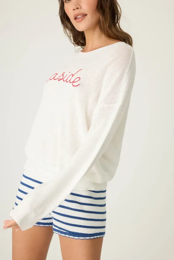 Seaside Waffle & Embroidered Sweater