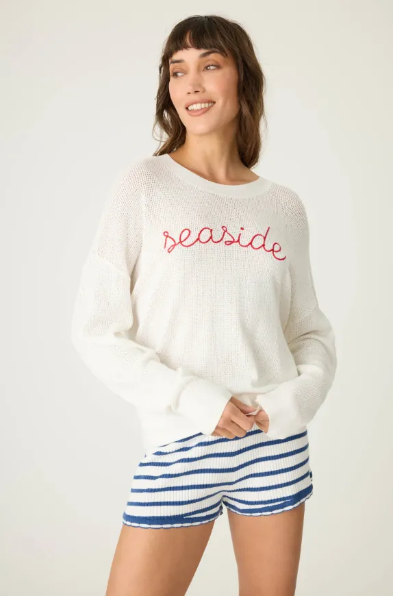 Seaside Waffle & Embroidered Sweater