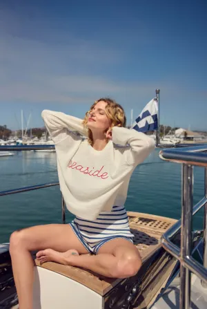 Seaside Waffle & Embroidered Sweater