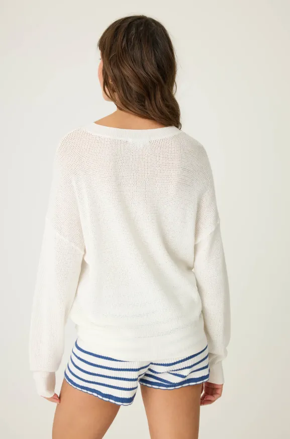 Seaside Waffle & Embroidered Sweater