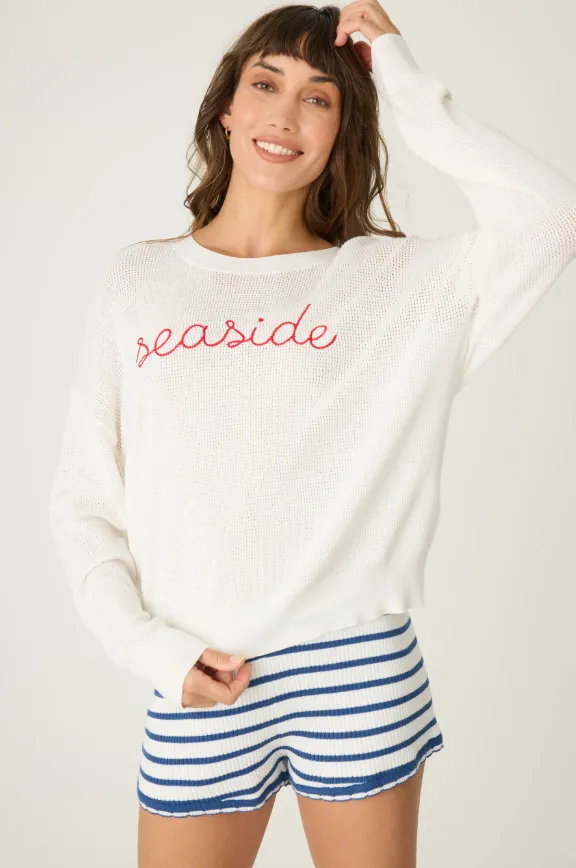 Seaside Waffle & Embroidered Sweater