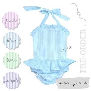 Seersucker Ruffle One Piece Swimsuit *PRE ORDER*