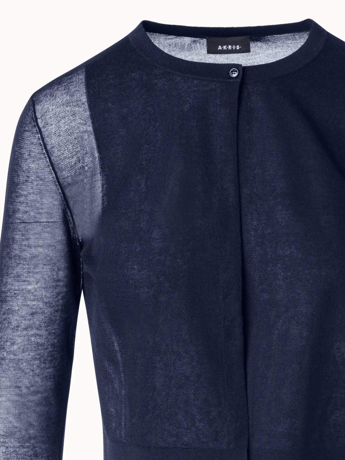 Semi-Sheer Short Knit Cardigan in Cotton Blend