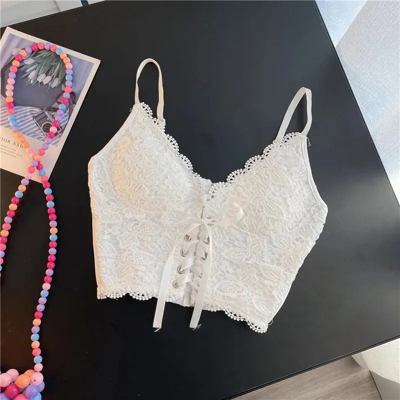 Sexy Lace Strap Crop Tops Camisole
