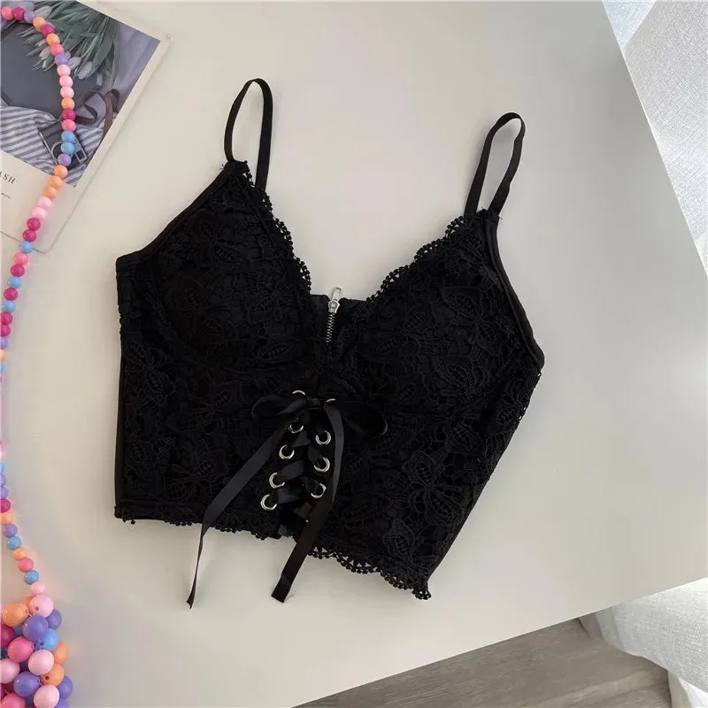 Sexy Lace Strap Crop Tops Camisole