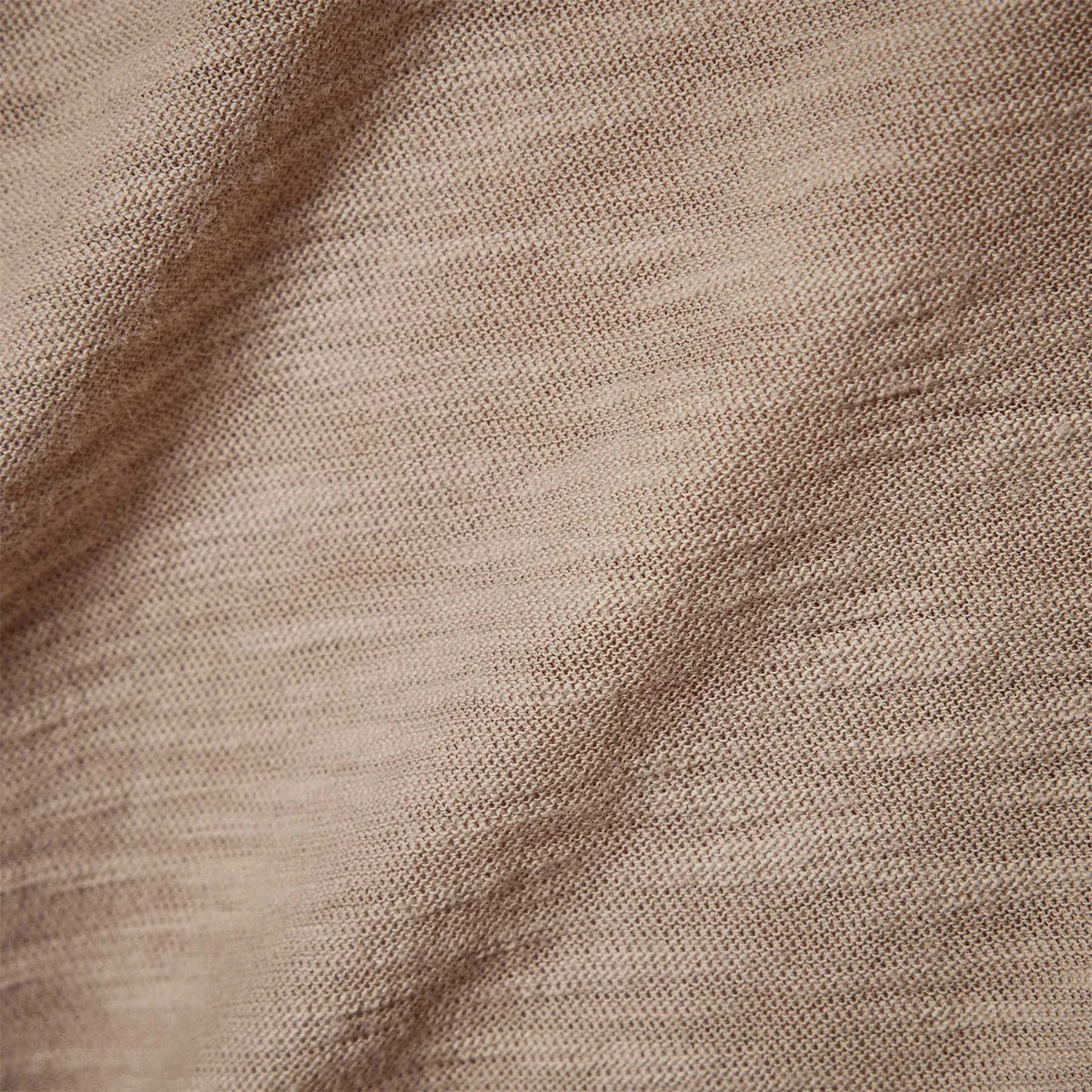 Sheer Slub Casual V Neck - Toast