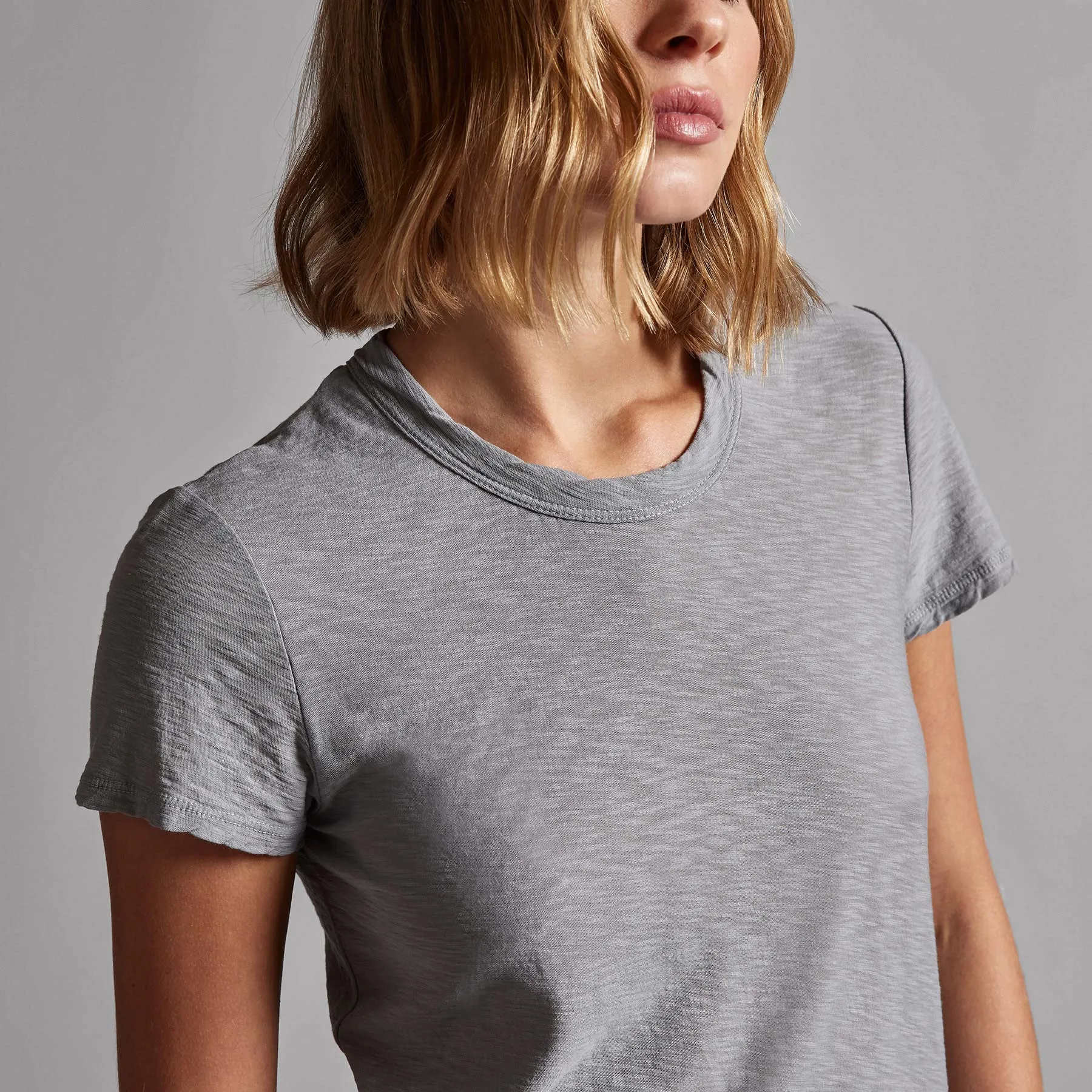 Sheer Slub Crew Neck Tee - Breeze
