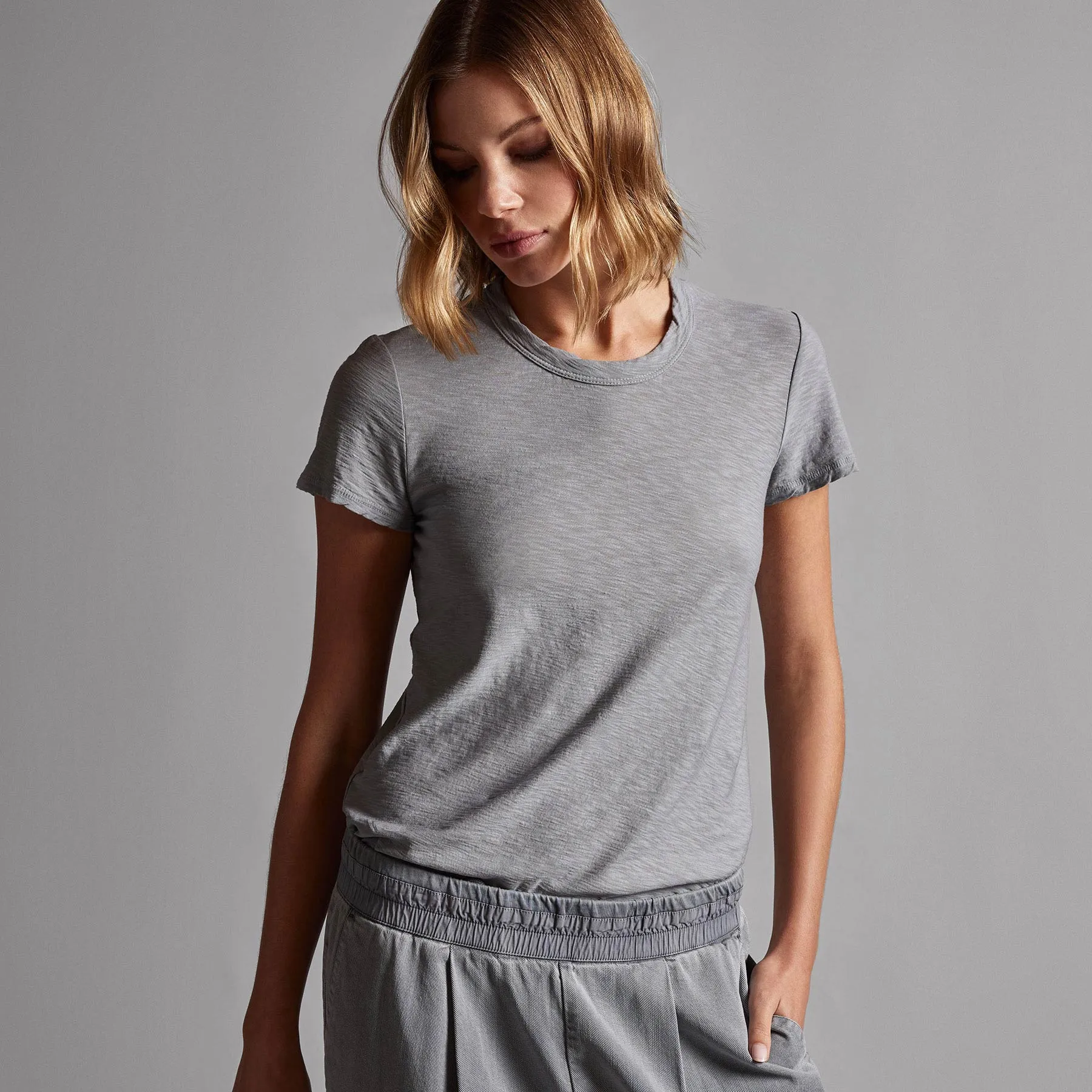 Sheer Slub Crew Neck Tee - Breeze