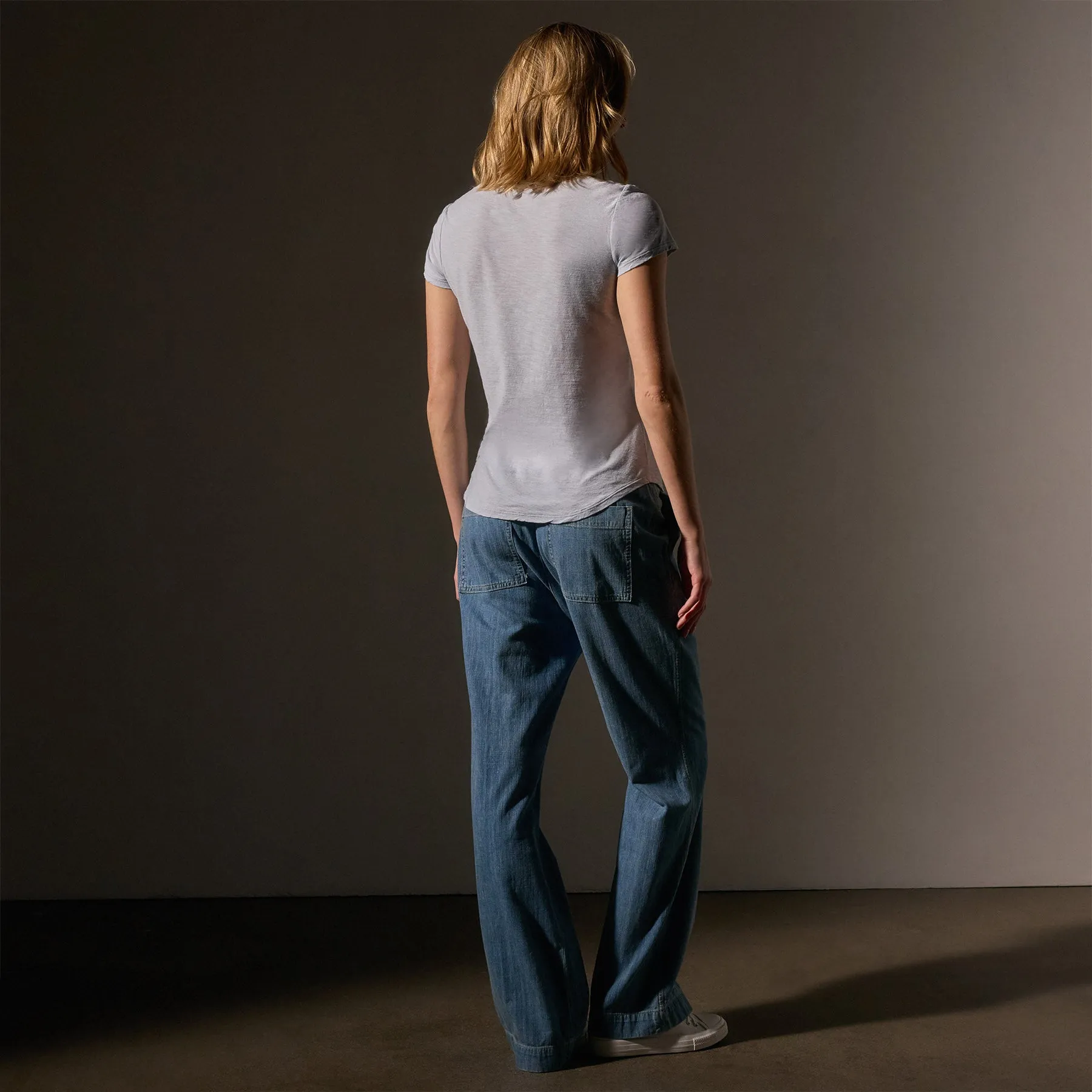 Sheer Slub Crew Neck Tee - Grey Glacier