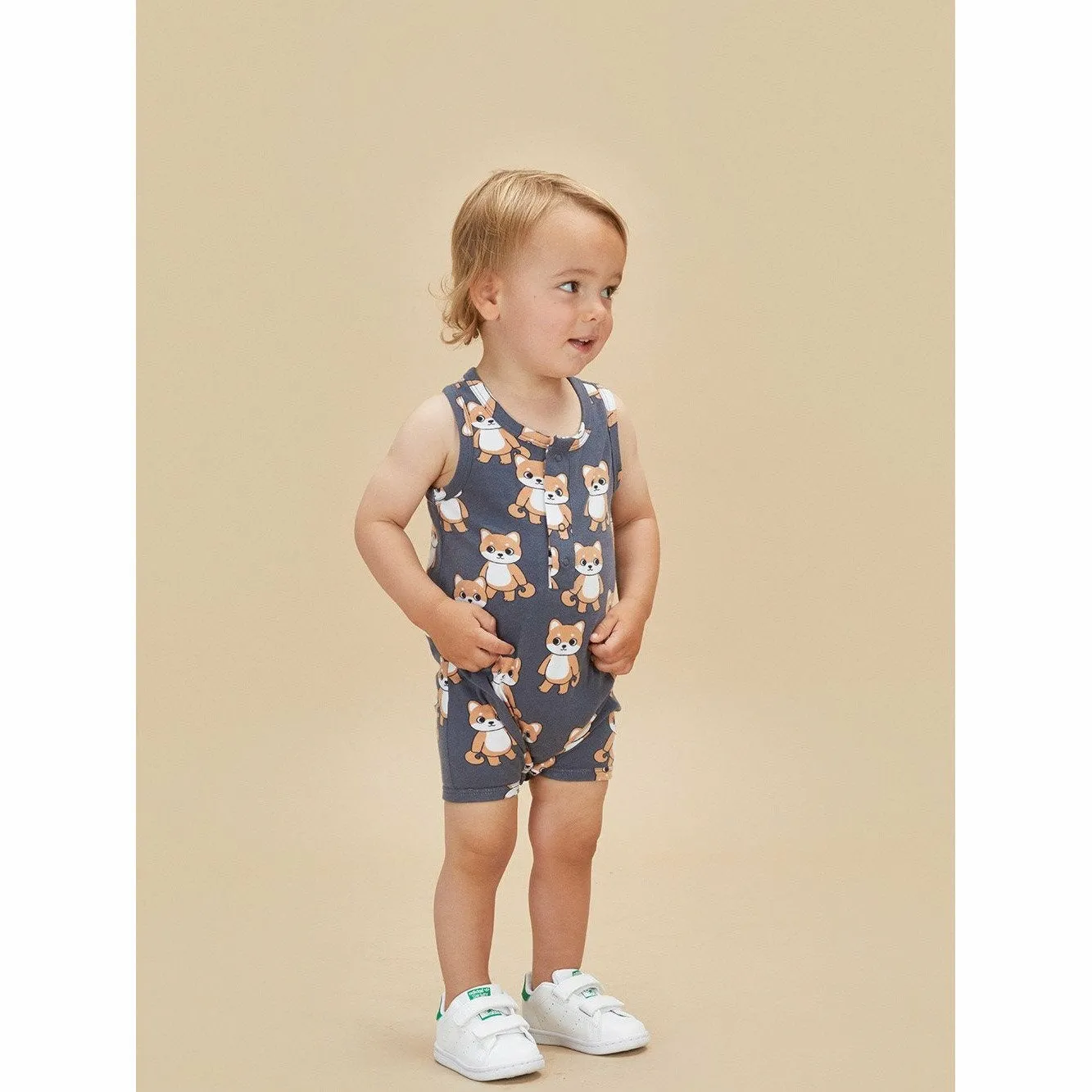Shiba Sleeveless Romper - Ink