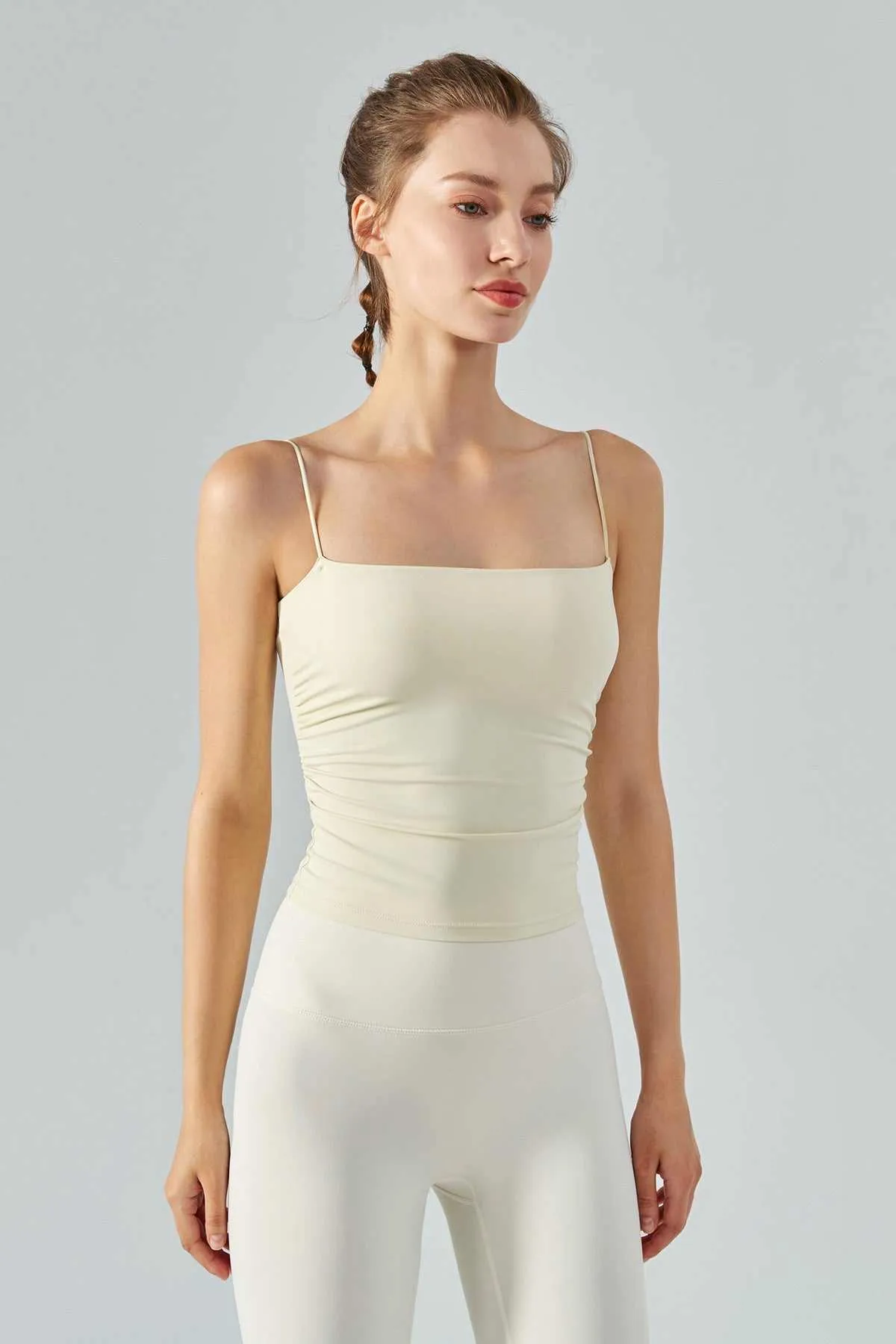 Side Ruched Camisole with Built In Bra