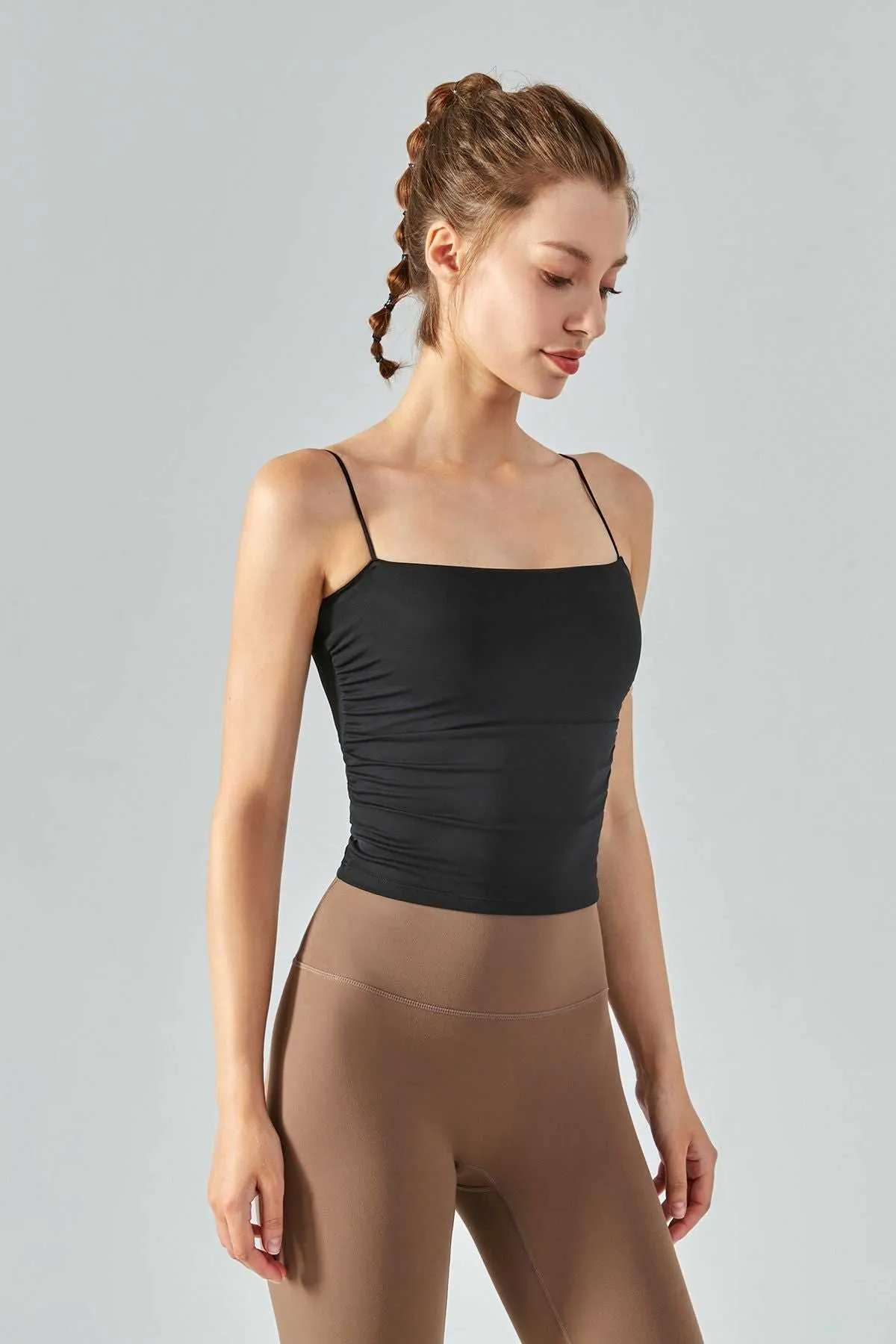 Side Ruched Camisole with Built In Bra